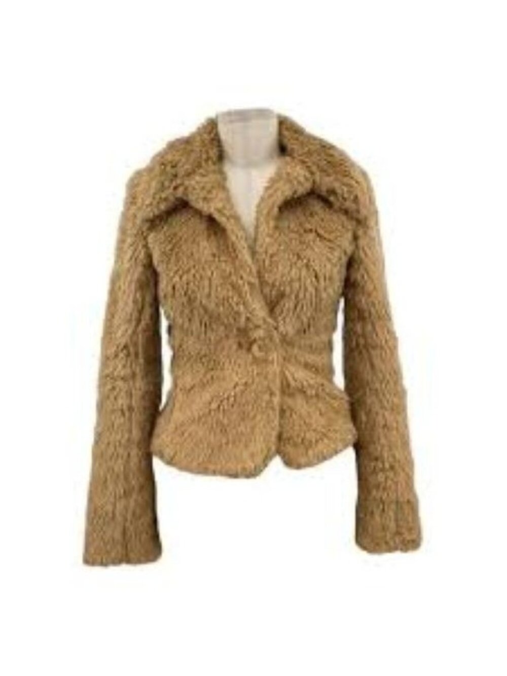 Vintage S 4 Betsey Johnson Coat Jacket 90s Crop Faux Fur Teddy Bear Tan